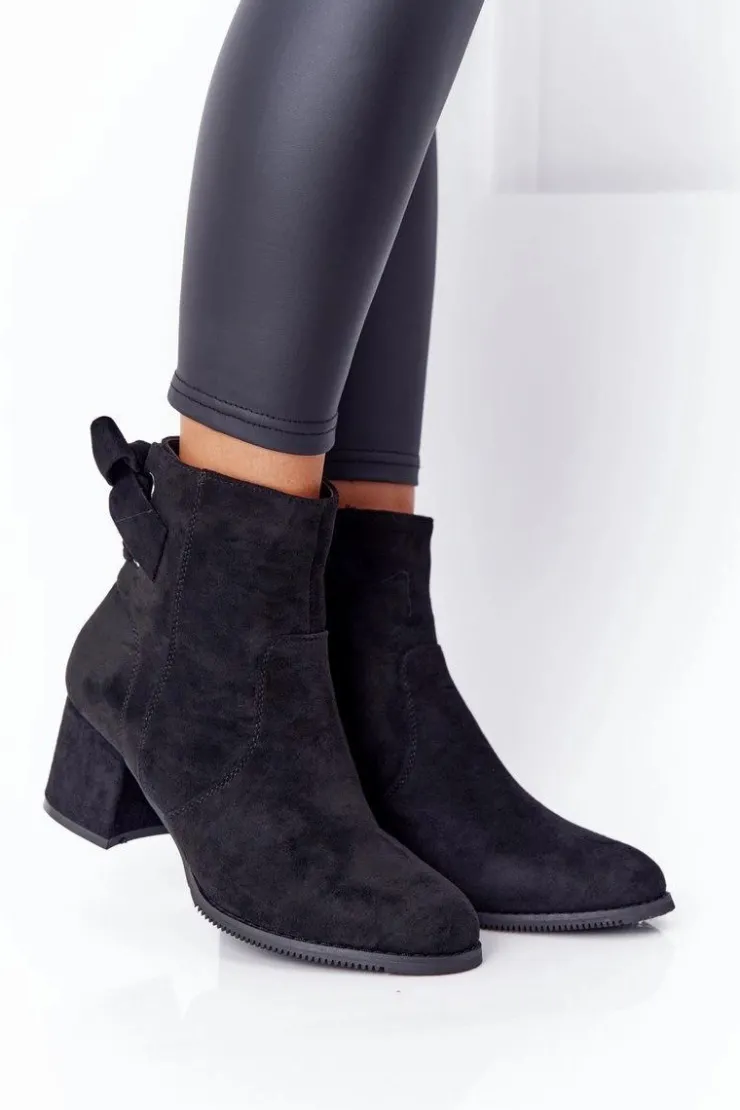 Clearance Boto Damskie Ocieplane Botki Na Słupku Czarne Kayla