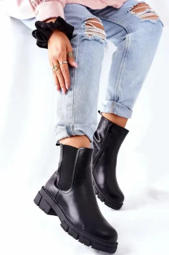 Sale Damskie buty S.Barski Damskie Ocieplane Botki Sztyblety Czarne Roulette