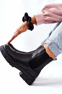 Sale Damskie buty S.Barski Damskie Ocieplane Botki Sztyblety Czarne Roulette