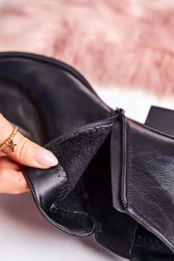 Damskie Boto Damskie Ocieplane Botki Sztyblety Na Obcasie Czarne Forevermore