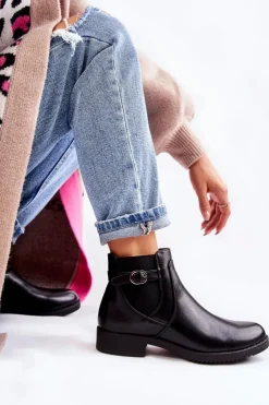 Damskie Boto Damskie Ocieplane Botki Sztyblety Czarne Janette