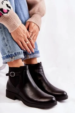 Damskie Boto Damskie Ocieplane Botki Sztyblety Czarne Janette