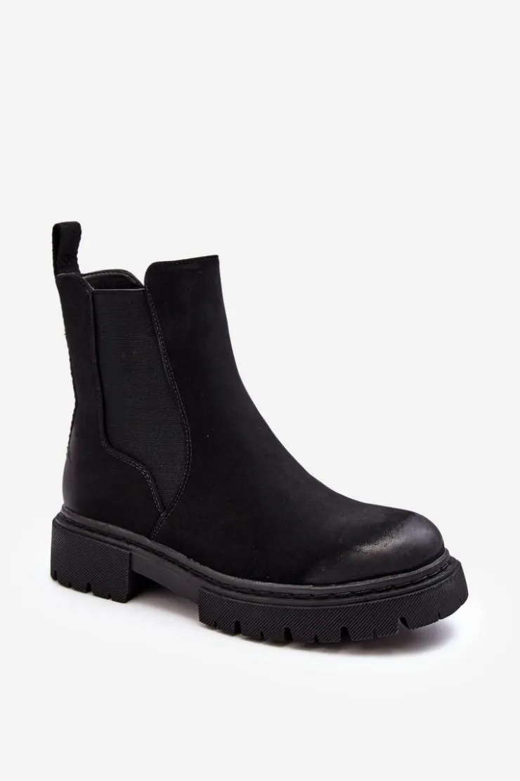 Outlet Boto Damskie Ocieplane Botki Sztyblety Na Suwak Czarne Vesta