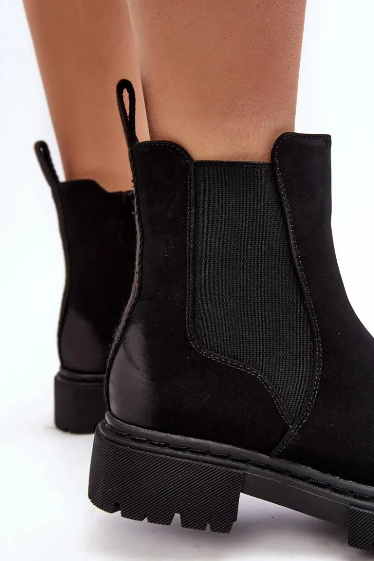 Outlet Boto Damskie Ocieplane Botki Sztyblety Na Suwak Czarne Vesta