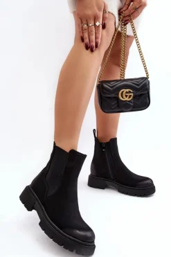 Outlet Boto Damskie Ocieplane Botki Sztyblety Na Suwak Czarne Vesta