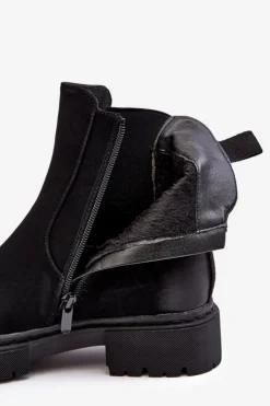 Outlet Boto Damskie Ocieplane Botki Sztyblety Na Suwak Czarne Vesta