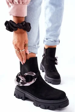 Damskie buty S.Barski Czarne Botki|Botki Zimowe Damskie*Damskie Ocieplane Botki Sztyblety Czarne Visione