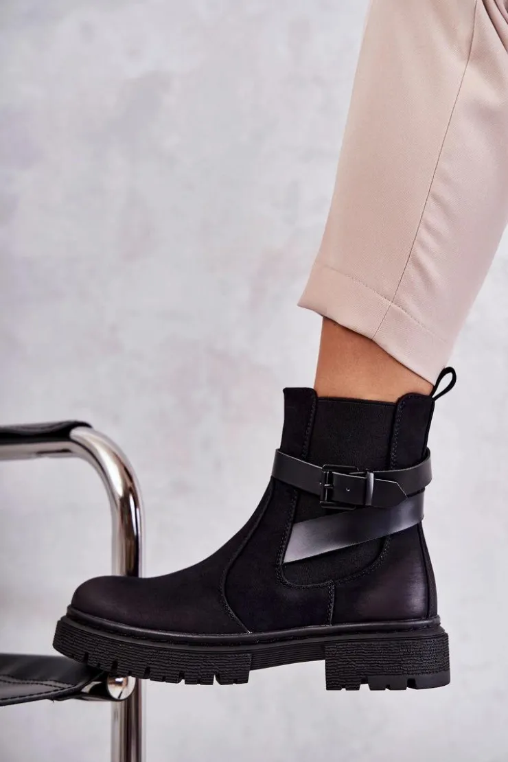 Boto Botki Zimowe Damskie|Brązowe I Beżowe Botki*Damskie Ocieplane Botki Sztyblety Z Paskiem Czarne Jose