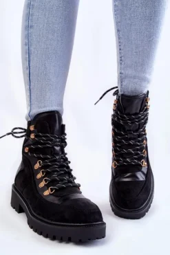 Evento Damskie Trapery|Botki Sznurowane*Damskie Ocieplane Botki Sznurowane Czarne Jesse