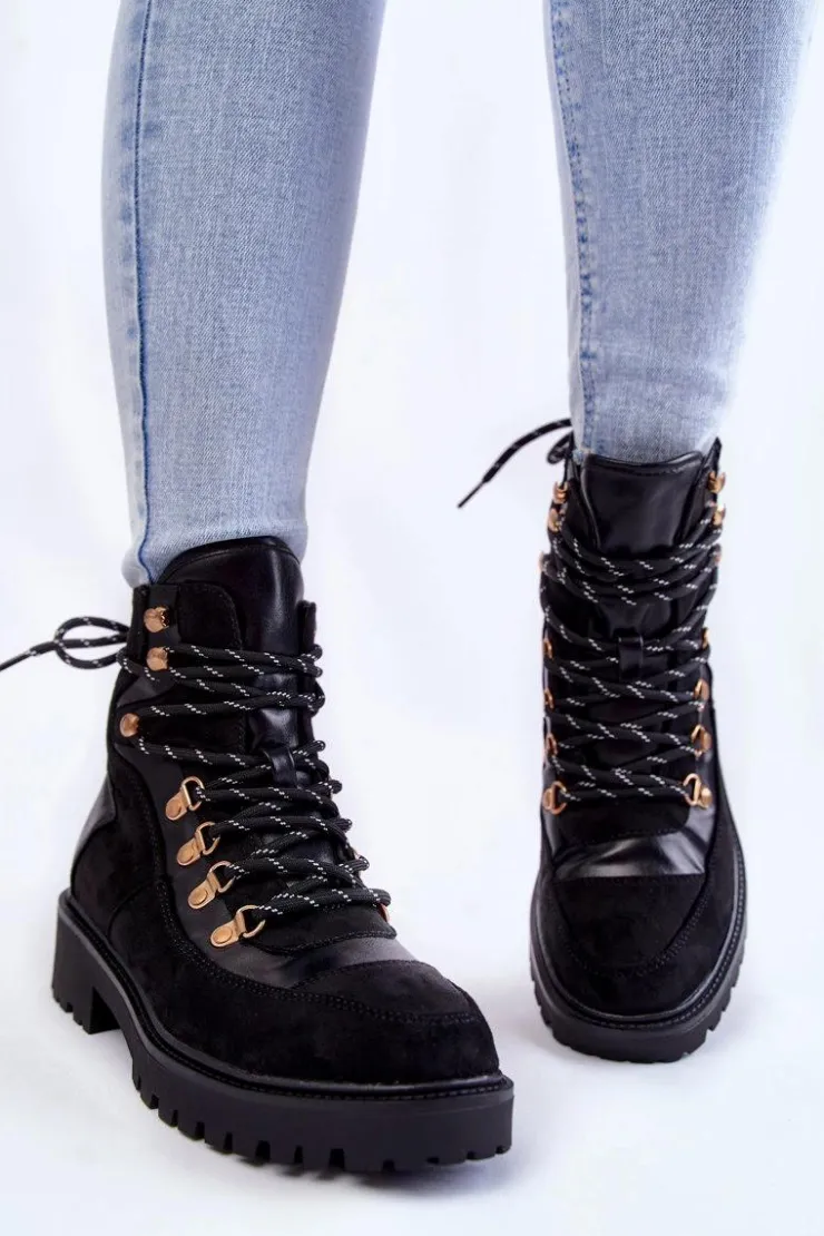 Evento Damskie Trapery|Botki Sznurowane*Damskie Ocieplane Botki Sznurowane Czarne Jesse
