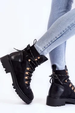 Evento Damskie Trapery|Botki Sznurowane*Damskie Ocieplane Botki Sznurowane Czarne Jesse