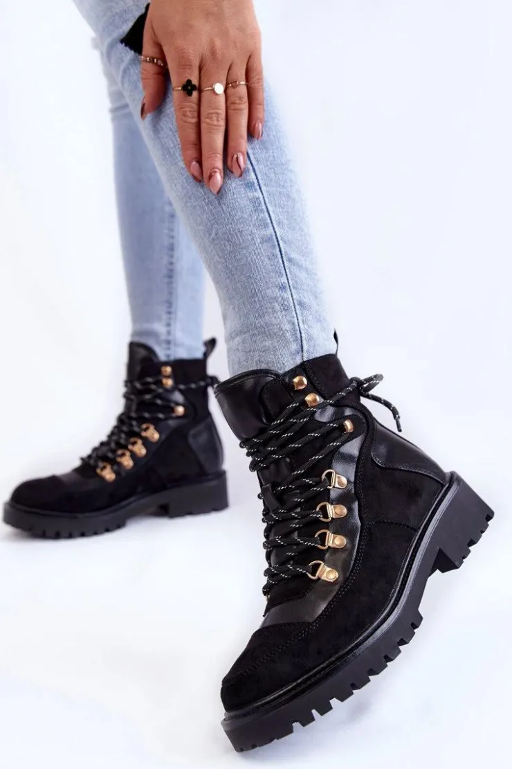 Evento Damskie Trapery|Botki Sznurowane*Damskie Ocieplane Botki Sznurowane Czarne Jesse