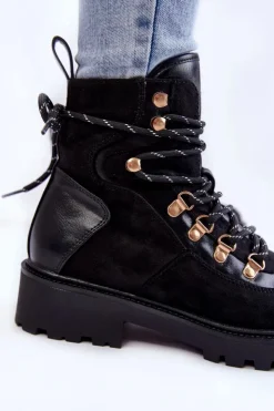 Evento Damskie Trapery|Botki Sznurowane*Damskie Ocieplane Botki Sznurowane Czarne Jesse