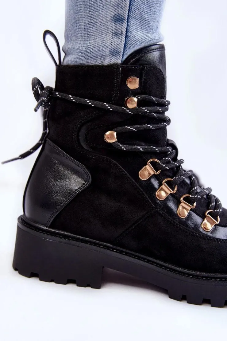 Evento Damskie Trapery|Botki Sznurowane*Damskie Ocieplane Botki Sznurowane Czarne Jesse