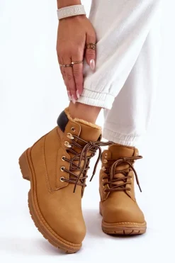 Sale Boto Damskie Ocieplane Botki Trapery Camel Lonne