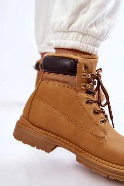 Sale Boto Damskie Ocieplane Botki Trapery Camel Lonne