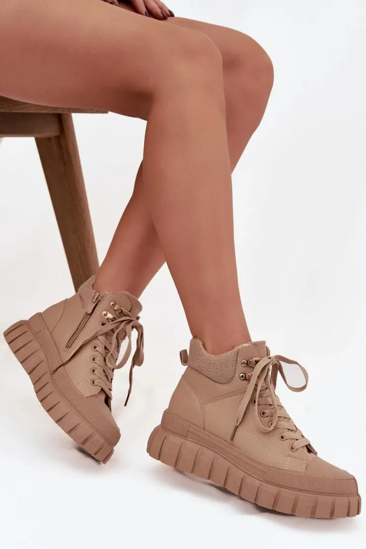 Boto Botki Ocieplane|Damskie Trapery*Damskie Ocieplane Botki Trapery Na Platformie Camel Carenna