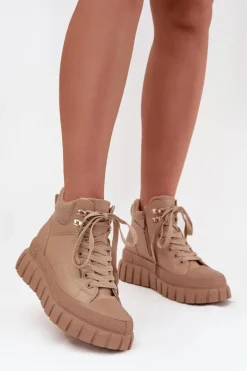 Boto Botki Ocieplane|Damskie Trapery*Damskie Ocieplane Botki Trapery Na Platformie Camel Carenna