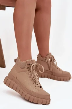 Boto Botki Ocieplane|Damskie Trapery*Damskie Ocieplane Botki Trapery Na Platformie Camel Carenna