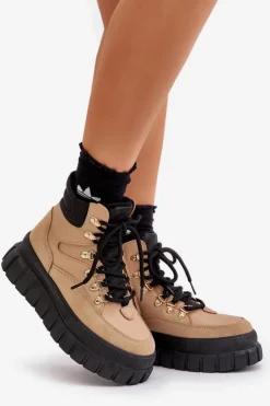 Evento Botki Ocieplane|Damskie Trapery*Damskie Ocieplane Botki Trapery Na Platformie Brązowe Jelenia Brązowy