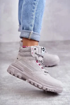 Damskie Lee Cooper Damskie Ocieplane Botki Trapery LCJ-22-01-1373 Szare