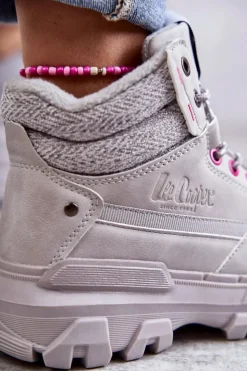 Damskie Lee Cooper Damskie Ocieplane Botki Trapery LCJ-22-01-1373 Szare