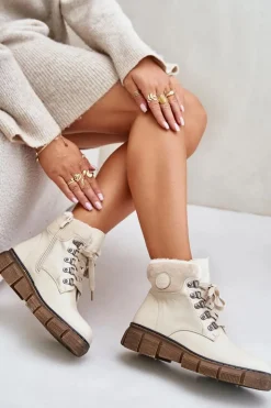 Boto Botki Ocieplane|Damskie Trapery*Damskie Ocieplane Botki Trapery Na Zamek Beżowe Mevanisa Beżowy