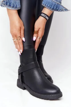New Boto Damskie Ocieplane Botki Workery Czarne Alivia