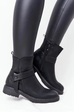 New Boto Damskie Ocieplane Botki Workery Czarne Alivia