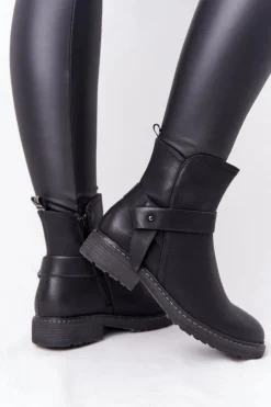 New Boto Damskie Ocieplane Botki Workery Czarne Alivia