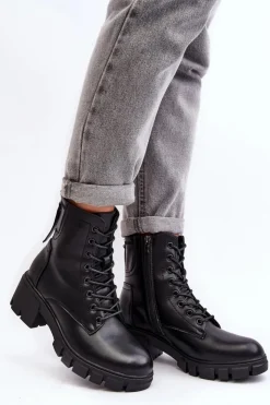 Hot Buty damskie Vinceza Damskie Ocieplane Botki Workery Na Suwak Czarne Evrarda