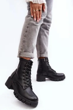 Hot Buty damskie Vinceza Damskie Ocieplane Botki Workery Na Suwak Czarne Evrarda