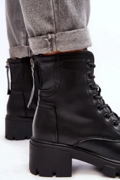 Hot Buty damskie Vinceza Damskie Ocieplane Botki Workery Na Suwak Czarne Evrarda