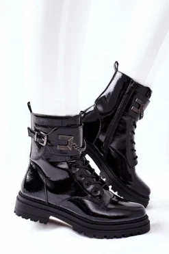 Discount Damskie buty S.Barski Damskie Ocieplane Botki Workery Czarne Vanquish