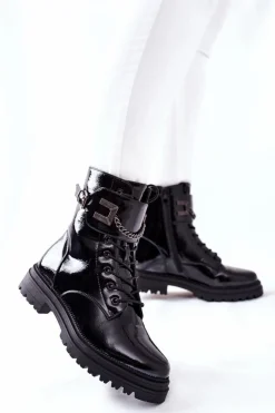 Discount Damskie buty S.Barski Damskie Ocieplane Botki Workery Czarne Vanquish