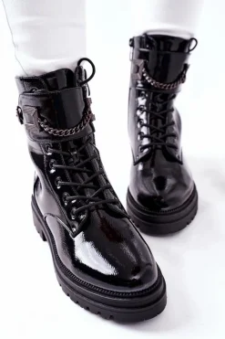 Discount Damskie buty S.Barski Damskie Ocieplane Botki Workery Czarne Vanquish