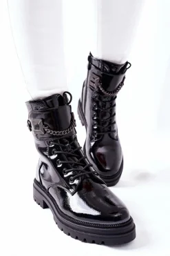 Discount Damskie buty S.Barski Damskie Ocieplane Botki Workery Czarne Vanquish