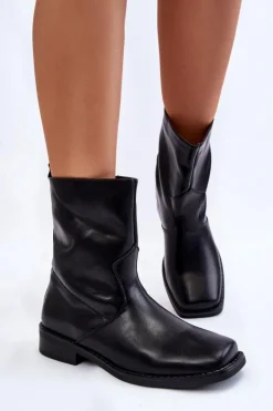Damskie Boto Damskie Ocieplane Botki Wsuwane Czarne Calan
