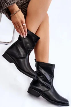 Damskie Boto Damskie Ocieplane Botki Wsuwane Czarne Calan