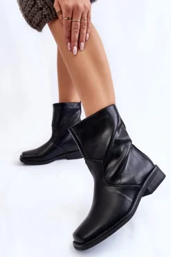 Damskie Boto Damskie Ocieplane Botki Wsuwane Czarne Calan