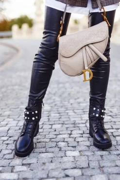 Boto Damskie Ocieplane Botki z Perełkami Czarne Mishigan