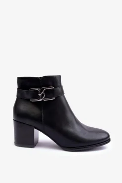 Buty Sergio Leone Botki Ocieplane|Botki Zimowe Damskie*Damskie Ocieplane Botki Z Ozdobą Czarne Astrid