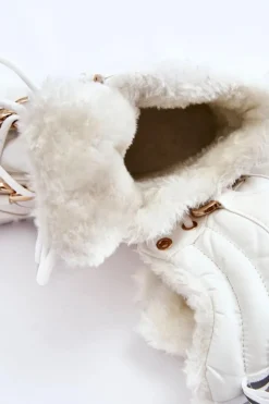 Damskie Boto Damskie Ocieplane Buty Sportowe Trapery Sznurowane Białe Bastini