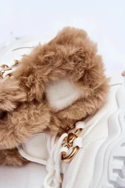 New Boto Damskie Ocieplane Buty Sportowe Sznurowane Białe Kerberos