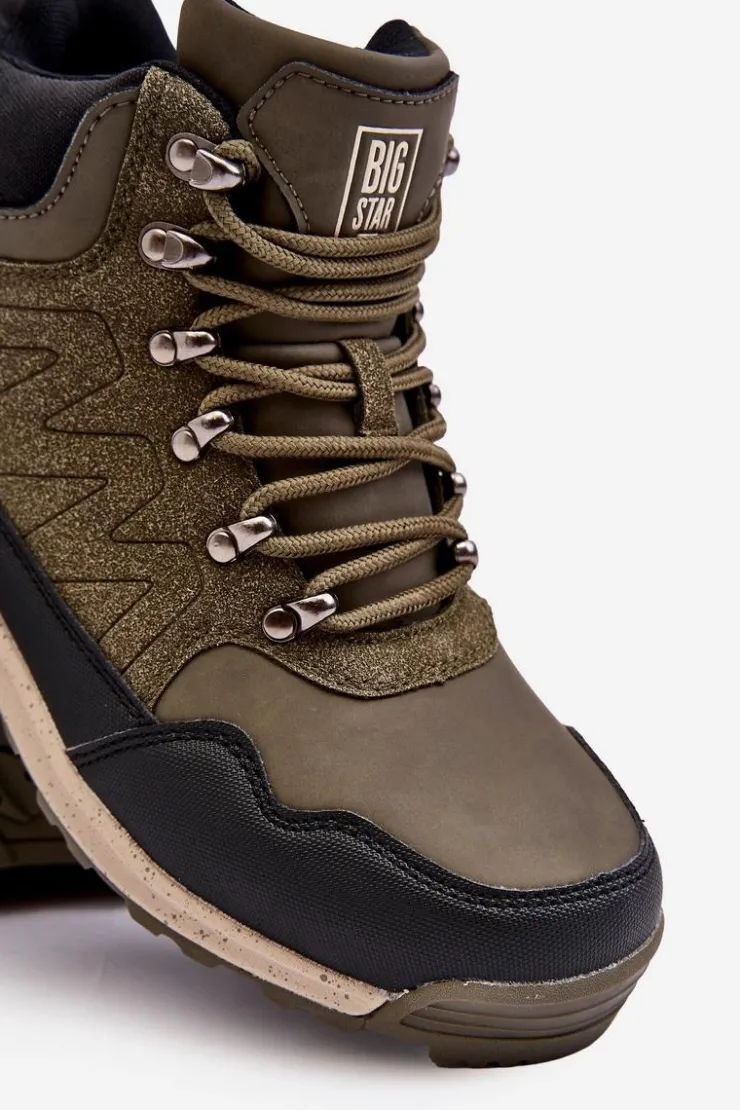 Outlet Big Star Shoes Damskie Ocieplane Buty Trekkingowe Khaki Big Star MM274480 Zielony