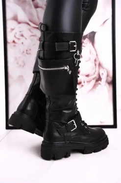 Clearance Boto Damskie Ocieplane Kozaki Z Odpinaną Nerką Czarne Brooklyn