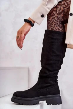 Evento Kozaki Płaskie|Kozaki Przed Kolano*Damskie Ocieplane Kozaki Do Kolana Czarne Helma