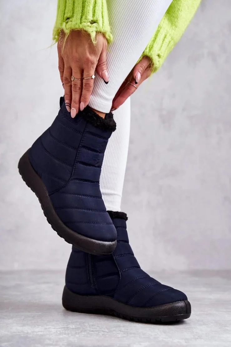 New Evento Damskie Ocieplane Śniegowce Granatowe Mezyss Niebieski