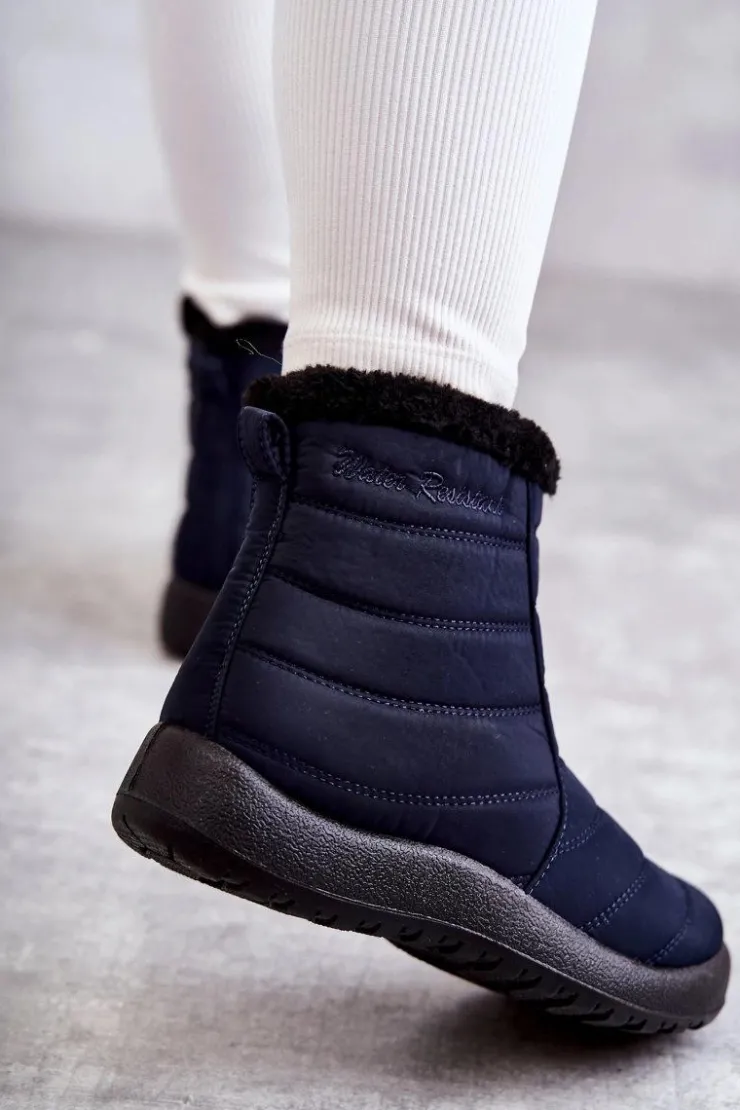 New Evento Damskie Ocieplane Śniegowce Granatowe Mezyss Niebieski