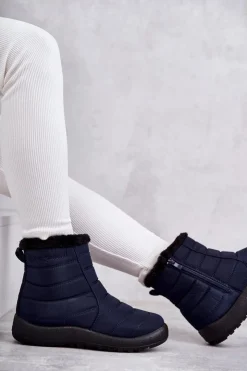 New Evento Damskie Ocieplane Śniegowce Granatowe Mezyss Niebieski